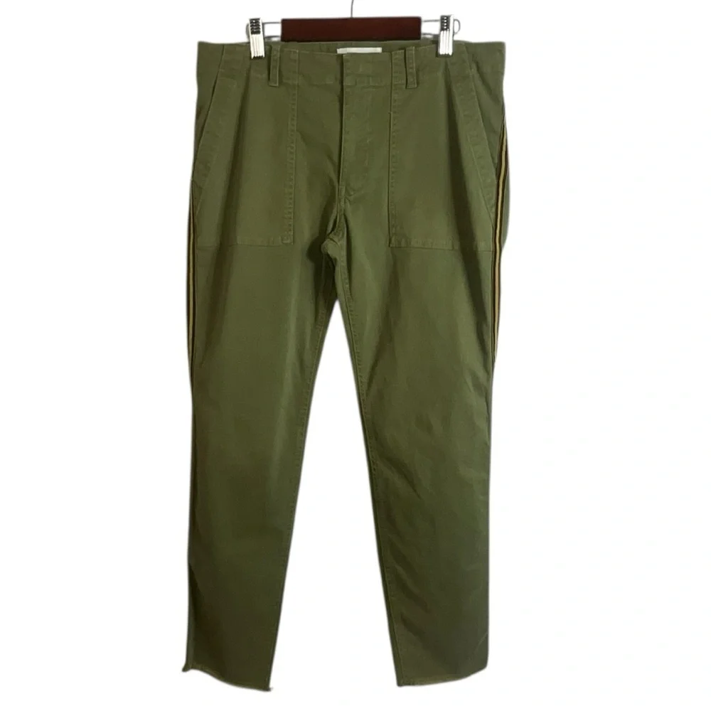 NiLi Lotan Raw Hem‎ Crop Cotton Stretch Twill Pant in Green